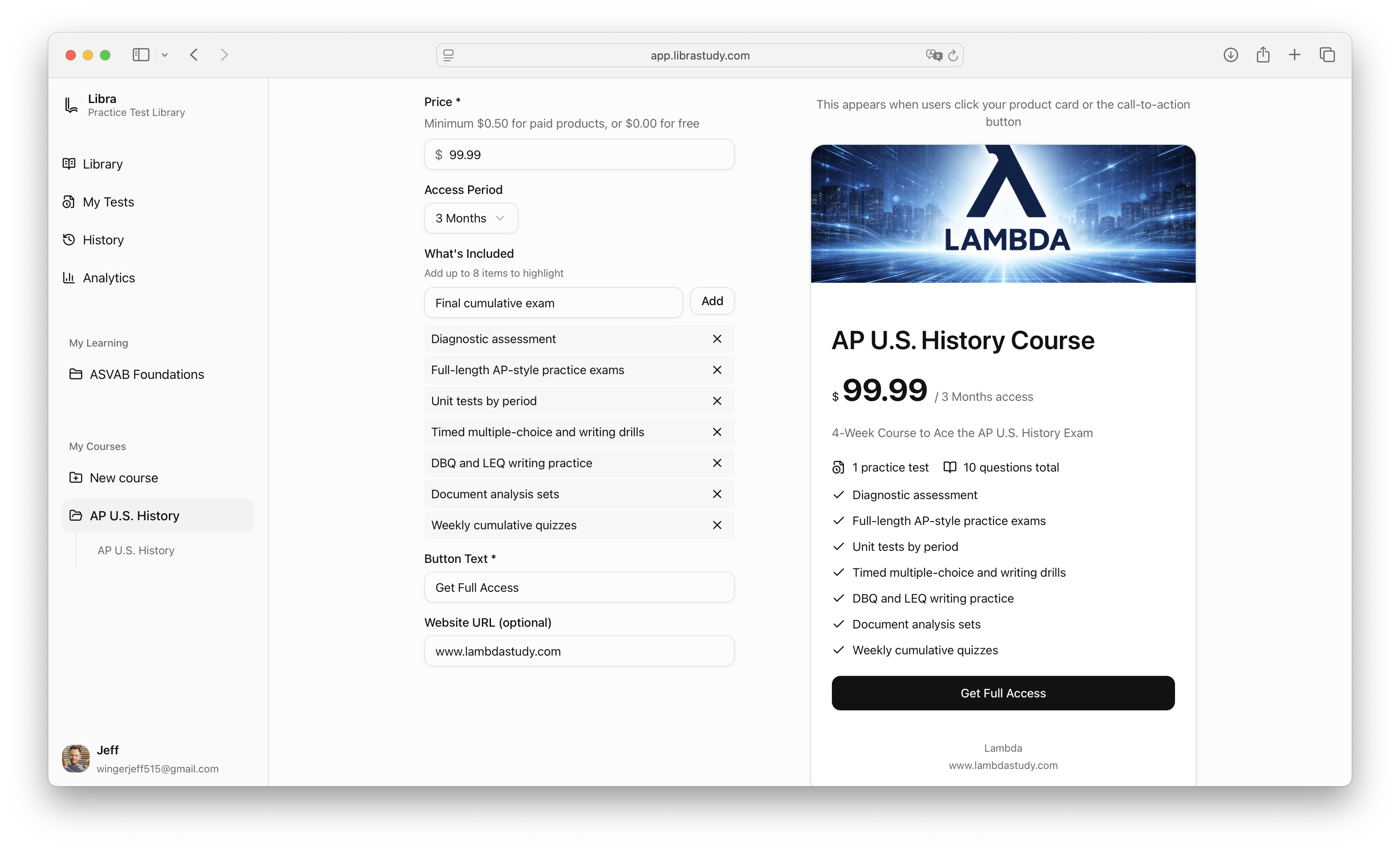 Libra branded course sales page preview